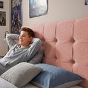 Ver imagem 5 de Cabeceira Painel Estofada Grecia Suede Rosa Casal 1,40m para Cama Box