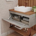 Ver imagem 2 de Gabinete de Banheiro Duna com Cuba 80cm Cimento/freijo - Mgm