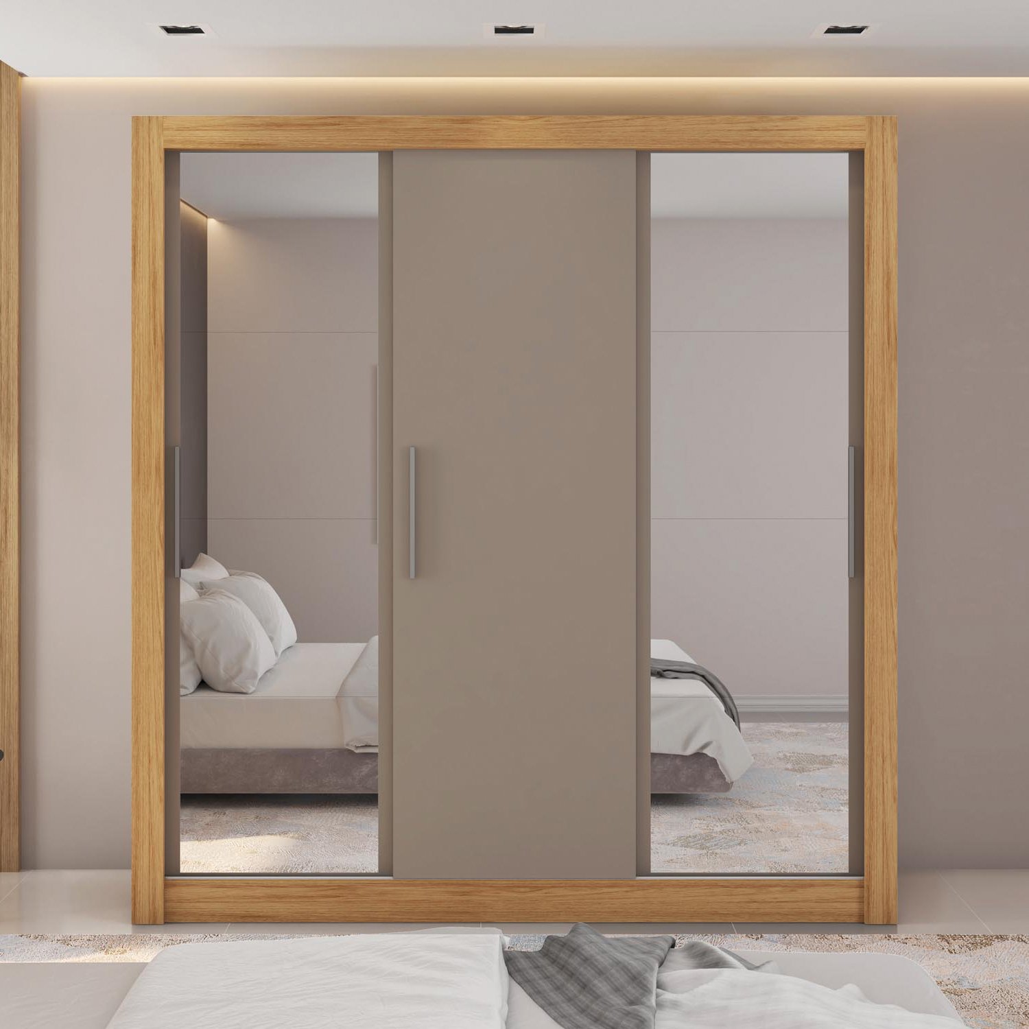 Guarda Roupa Casal com Espelhos 3 Portas 4 Gavetas Quito Espresso Móveis - 10