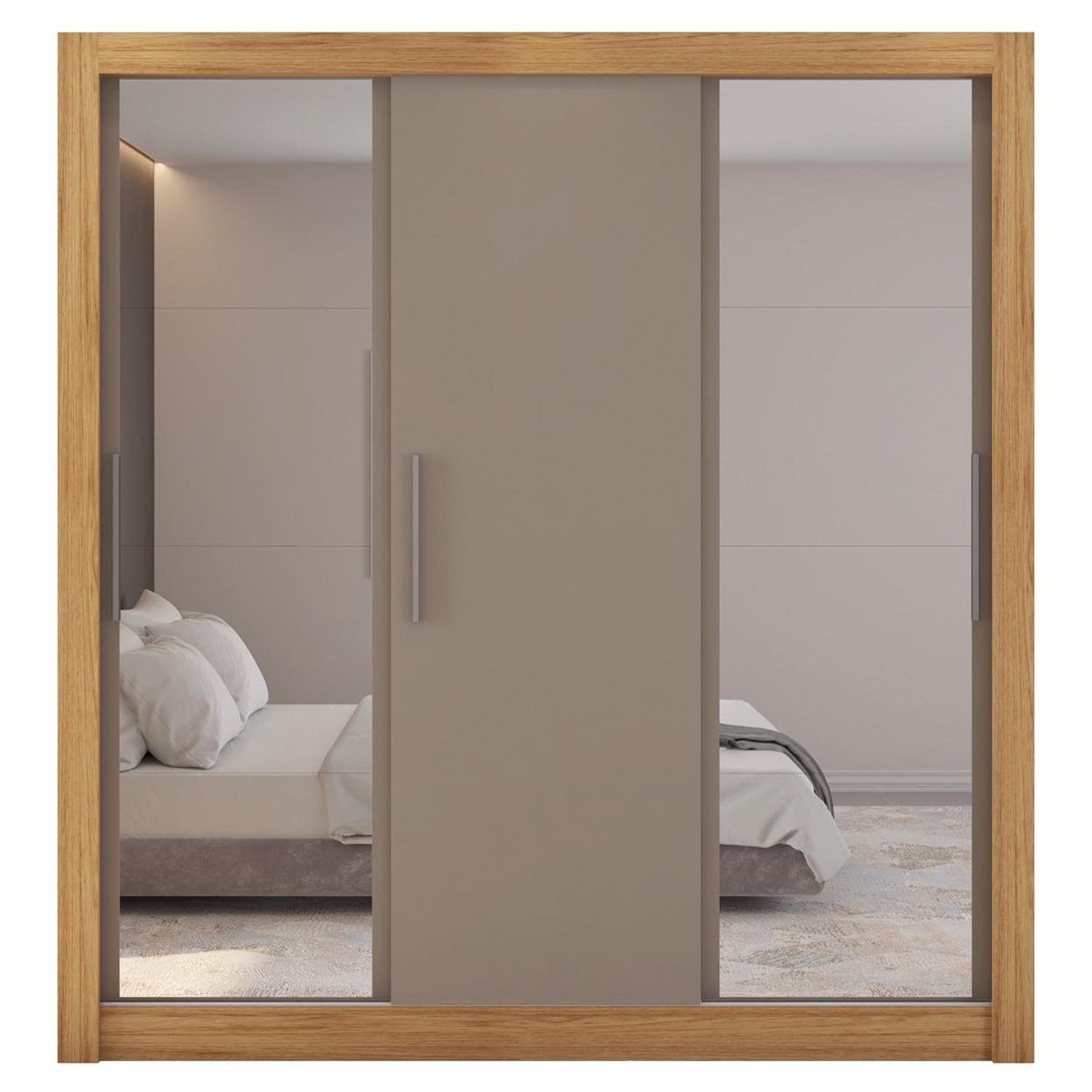 Guarda Roupa Casal com Espelhos 3 Portas 4 Gavetas Quito Espresso Móveis - 9