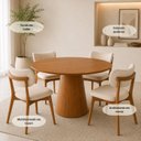 Ver imagem 6 de Conjunto Sala de Jantar Moderno Estofado 4 Cadeiras Linho Carina Mesa Redonda Austrália
