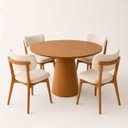 Ver imagem 2 de Conjunto Sala de Jantar Moderno Estofado 4 Cadeiras Linho Carina Mesa Redonda Austrália