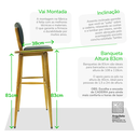 Ver imagem 6 de Kit 4 Banquetas de Madeira Torneada Bistrô Estofada - 83cm Natural