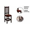 Ver imagem 4 de Kit 6 Cadeiras Madeira Maciça Estofado Corino Marrom Diamante Cor Castanho Nemargi