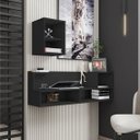Ver imagem 1 de Escrivaninha Mesa Escritório Suspensa Tok Glamour 135cm Preto Fosco