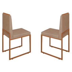 Conjunto Duas Cadeiras Sala Jantar Barcelona Base Bronze:capuccino