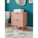 Ver imagem 2 de Gabinete para Banheiro com Tampo Cuba e Espelheira 60cm Retro Mdf Rosa Milano - On Móveis