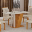 Ver imagem 2 de Conjunto 4 Cadeiras de Jantar em MDF com Assento e Encosto Estofados Miami Freijó e Palha  YesCasa