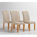 Ver imagem 1 de Conjunto 4 Cadeiras de Jantar em MDF com Assento e Encosto Estofados Miami Freijó e Palha  YesCasa