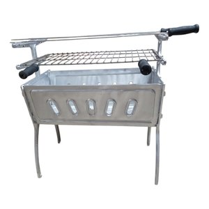 Churrasqueira de Alumínio Desmontável Grelha Inox Espeto Rs Prateado