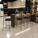 Ver imagem 2 de Kit 05 Banquetas Baixa Cozinha Sala Jantar Bancada Milão L02 Couríssimo Whisky Chumbo - lyam decor L