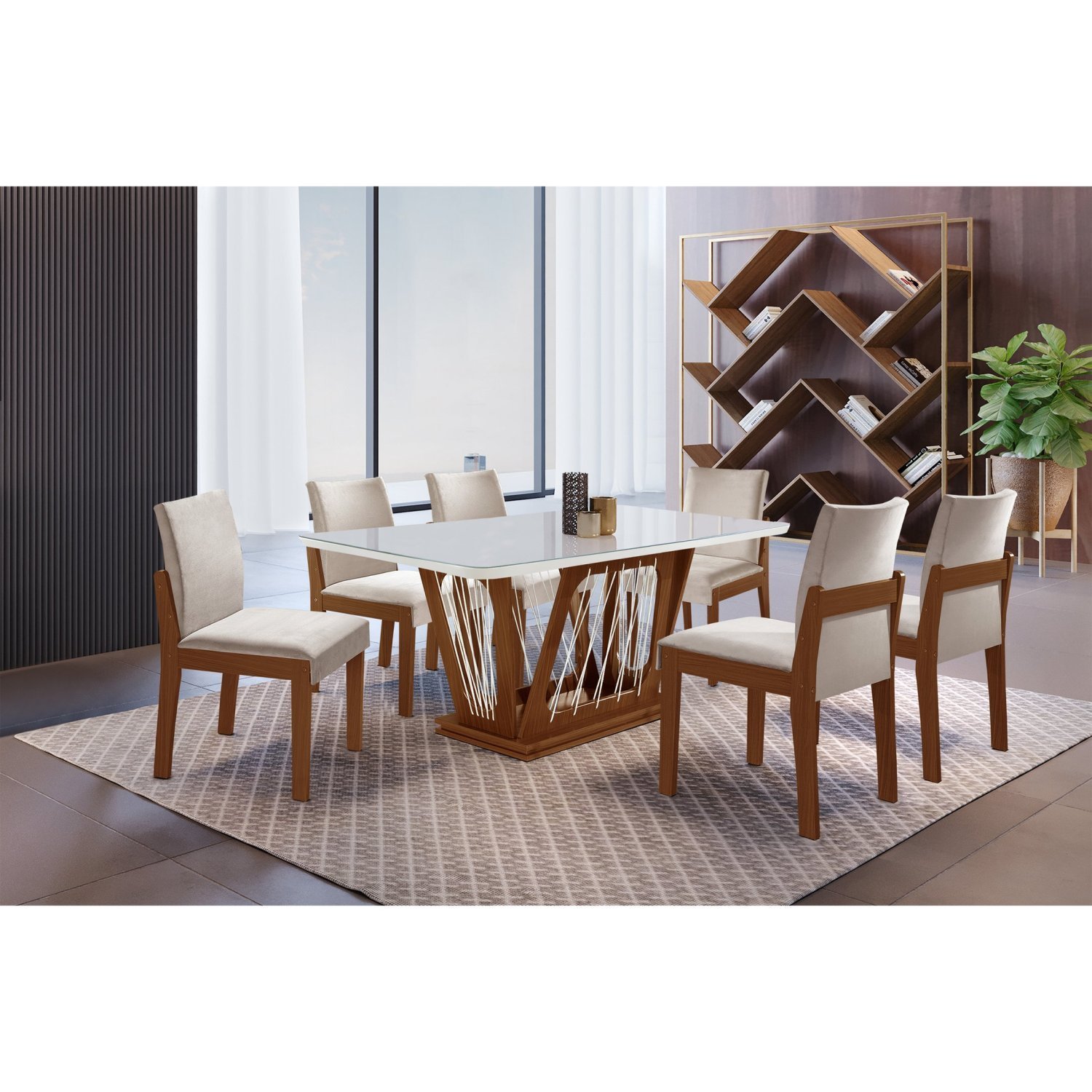 Conjuntos Harpa 180cm 6 Cadeiras Mônaco Yescasa - 2