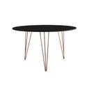Ver imagem 3 de Mesa de Jantar Redonda 110cm Preta Clips 3 Pés Base Cobre