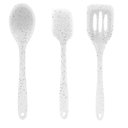 Ver imagem 1 de Colher, Espátula Vazada e Espatula de Silicone Cor Marmore Utensilios do Chef