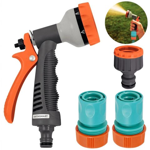 Esguicho Hidropistola 6 Jatos Mangueira Jardim + Engate Rápido 3/4" e 5/8" + Bico Torneira Engate Rá