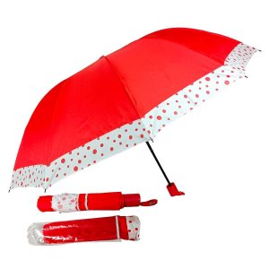 Guarda Chuva Bolinha contra Vento de Bolsa Grande Vermelho