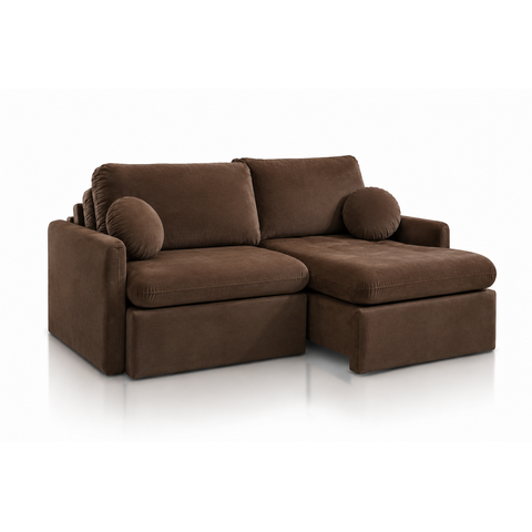 Sofá Amalfi Retrátil e Reclinável com Molas Ensacadas, Pillow 18cm e Função Cama:Veludo Marrom/2.2