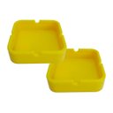Ver imagem 1 de Kit 2 Cinzeiro de Silicone Quadrado Não Queima Não Quebra Resistente em Borracha Cor:amarelo