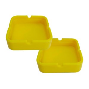 Kit 2 Cinzeiro de Silicone Quadrado Não Queima Não Quebra Resistente em Borracha Cor:amarelo