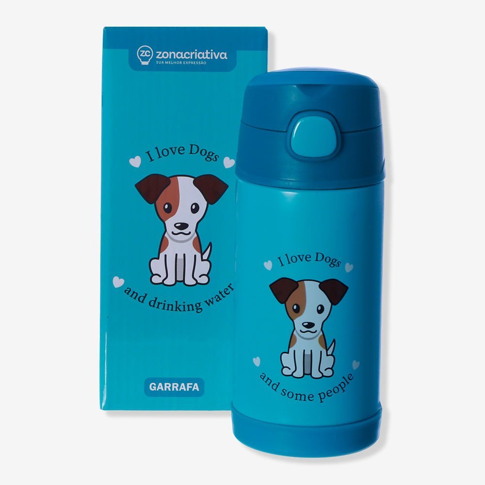 Garrafa Infantil Click com Canudo I Love Dogs - Zonacriativa Zona Criativa - 3