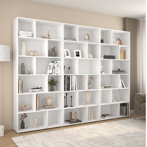 Kit 3 Estantes para Livros 204,2x180cm Xangai Branco