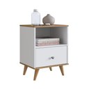 Ver imagem 3 de Mesa de Cabeceira Retrô com 1 Gaveta Branco Mel