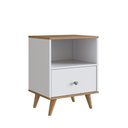 Ver imagem 1 de Mesa de Cabeceira Retrô com 1 Gaveta Branco Mel