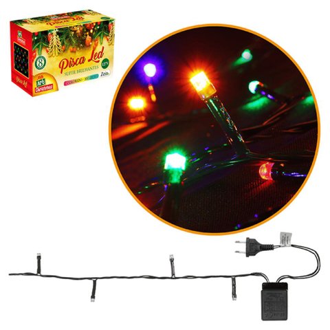 Kit 5 Pisca Pisca 100 Leds Colorido 8m Fio Verde - 127v