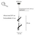 Ver imagem 4 de Pendente Led Preto Moderno Espiral 10w Quarto Sala Bet30