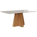 Ver imagem 1 de Mesa Retangular para Sala Jantar 160x80 Tampo Vidro/mdf Patricia Cimol Nature/off White