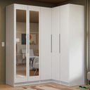 Ver imagem 1 de Guarda-roupa Modulado de Canto 310 Cm 5 Portas com Espelhos 2 Gavetas Branco Neo Madesa 03