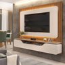 Painel Suspenso Brisa TV 60" Off White Freijó Tana Decor DJ Móveis Home Suspenso - 1