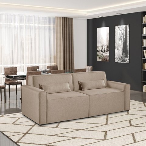 Sofá 2 Lugares 208cm Linho Lutz Yescasa Bege Creme