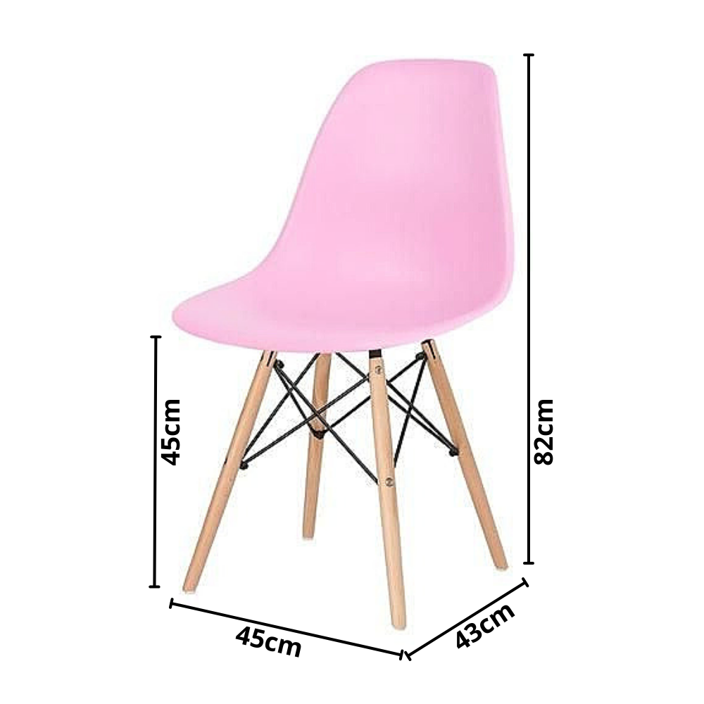 Cadeira Quarto Escritório Sala Charles Design Eames Eiffel Wood - Rosa - 3