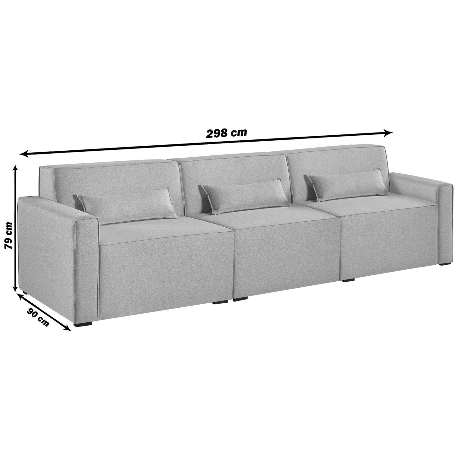 Sofá 3 Lugares 298cm Linho Lutz Yescasa - 3