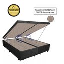 Ver imagem 3 de Base Box Baú Casal Luxo Blindado Bipartido AColchoes Suede Preto 49x138x188