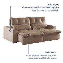 Sofá Retrátil e Reclinável 2 Lugares 200cm Beny - 6