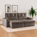 Ver imagem 1 de Sofá Retrátil e Reclinável 3 Lugares Suede Beny 200cm Bege Suede/Bege