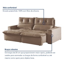 Sofá Retrátil e Reclinável 2 Lugares 200cm Beny - 5