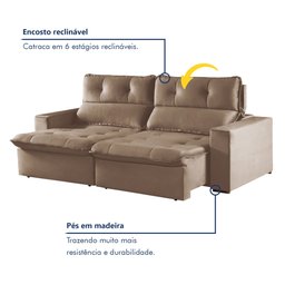 Sofá Retrátil e Reclinável 2 Lugares 200cm Beny - 2