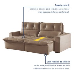 Sofá Retrátil e Reclinável 2 Lugares 200cm Beny - 3
