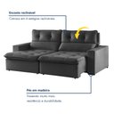 Ver imagem 4 de Sofá Retrátil e Reclinável 3 Lugares Suede Beny 200cm Cinza Suede/Cinza
