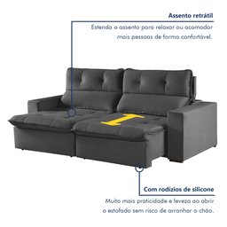 Sofá Retrátil e Reclinável 2 Lugares 200cm Beny - 3