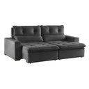 Ver imagem 2 de Sofá Retrátil e Reclinável 3 Lugares Suede Beny 200cm Cinza Suede/Cinza
