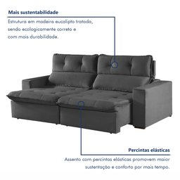 Sofá Retrátil e Reclinável 2 Lugares 200cm Beny - 4