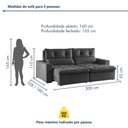 Ver imagem 3 de Sofá Retrátil e Reclinável 3 Lugares Suede Beny 200cm Cinza Suede/Cinza
