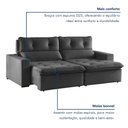 Ver imagem 6 de Sofá Retrátil e Reclinável 3 Lugares Suede Beny 200cm Cinza Suede/Cinza