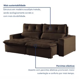Sofá Retrátil e Reclinável 2 Lugares 200cm Beny - 4