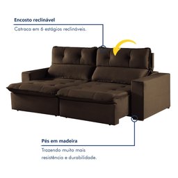 Sofá Retrátil e Reclinável 2 Lugares 200cm Beny - 2