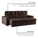 Ver imagem 7 de Sofá Retrátil e Reclinável 3 Lugares Suede Beny 200cm Marrom Suede/Marrom